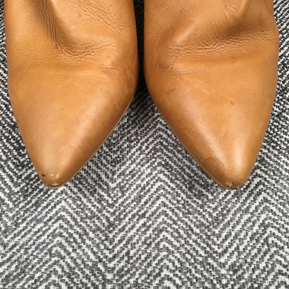 Anthropologie Tan Leather Tall Block Heel Boots Made Spain Sz 41 (10/10.5 US) - Picture 8 of 10